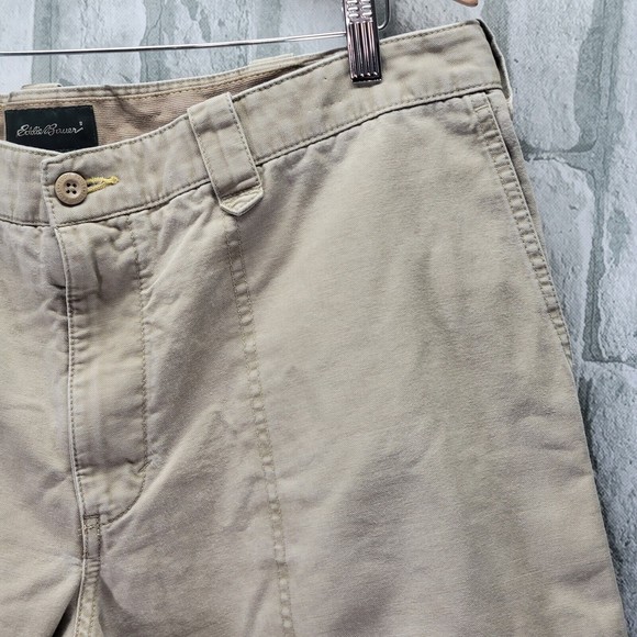 Eddie Bauer Heavy Duck Canvas Pants 38x32 Khaki Tan Outdoor Hiking Workwear - Picture 2 of 12